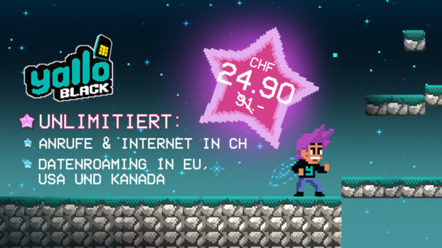 yallo Black unlimitierte Daten CH, USA, Kanada & EU