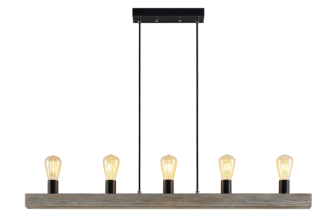 Pendelleuchte mit Holzbalken