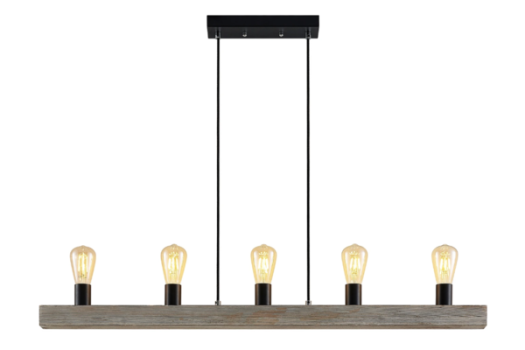 Pendelleuchte mit Holzbalken